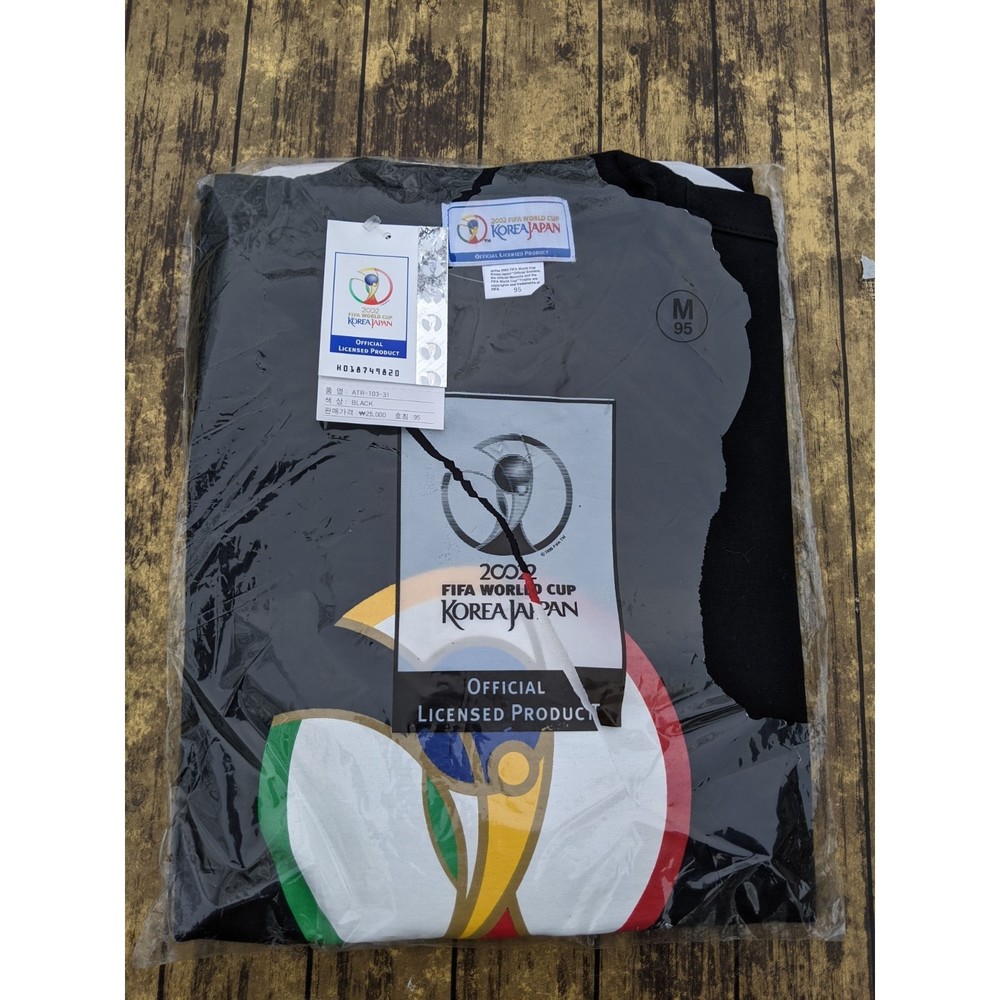 NWT NEW! Vintage 2002 FIFA World Cup Korea Japan Black Shirt Sz 95 Medium